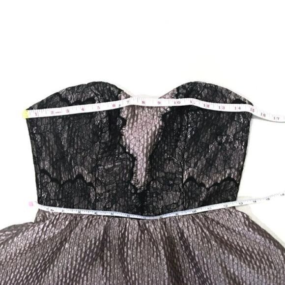 ASTR Metallic Taupe Strapless Skater Dress Lace Trim - Picture 7 of 8